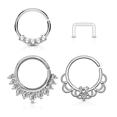 4 Pack Circle Bendable Nose Septum and Ear Cartilage Hoops Free Clear Retainer