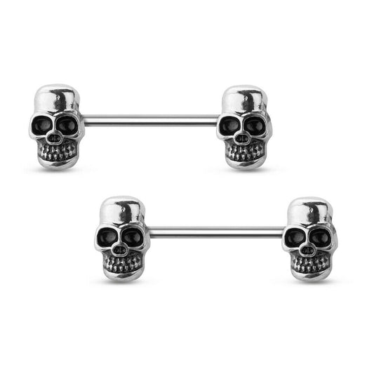 Nipple ring Barbells Surgical steel with Skull face design