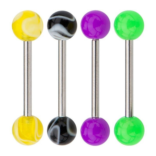 4pcs multi pack Barbell surgical steel tongue rings 14G 5/8" 16mm