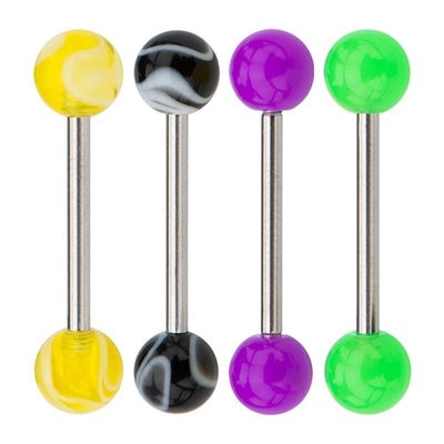 4pcs multi pack Barbell surgical steel tongue rings 14G 5/8" 16mm
