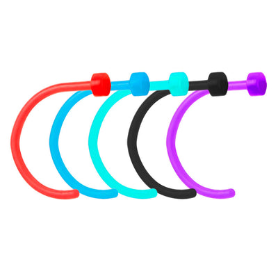 Bioflex Nose Piercing Hoops - 5-Pack Flexible Nose Hoops - 18ga-5/16"