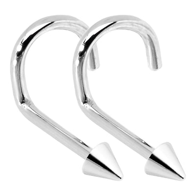 2-Pack Nose Piercing Screws - 18G Spike End - 316L Surgical Steel