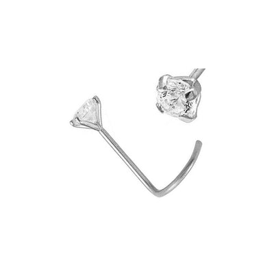 Nose Cork Screw Prong Set Round Lab Diamond 14k Solid Gold