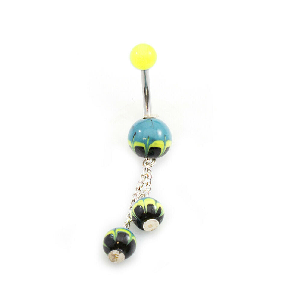 Navel Ring with Multiple Abstract Painting Design Acrylic Ball 14g