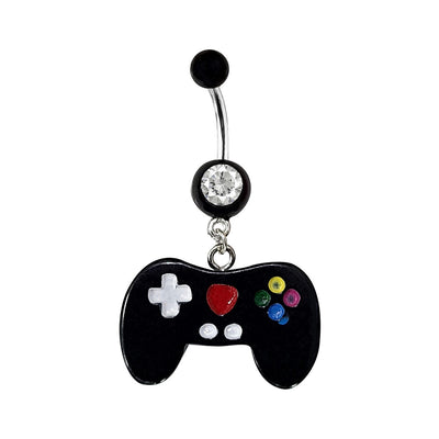Belly Navel Ring Dangle Acrylic Game Controller Charm Surgical Steel 14 Gauge
