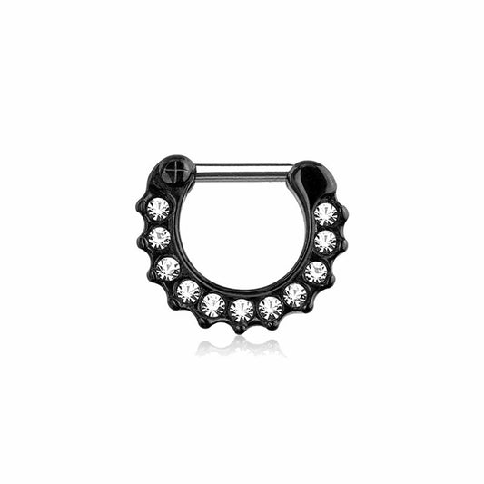 Septum Clicker with CZ Gems 16G  Surgical steel Ion Plated