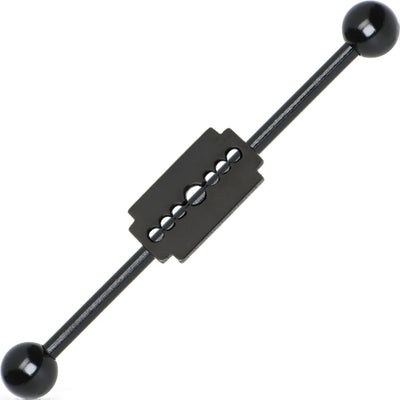 Industrial Cartilage Piercing 14G Barbell with Razor Blade Charm