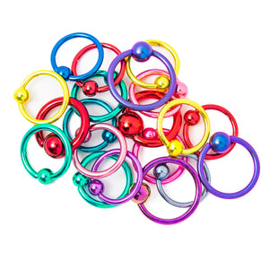 10 Micro Captive Bead Rings - Anodized Titanium 14ga/16ga - Lip, Ear, Nose