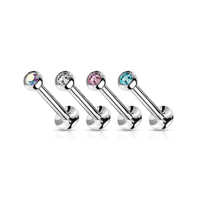Labret Studs Internally Threaded Implant Grade Titanium with jewels Balls 16G