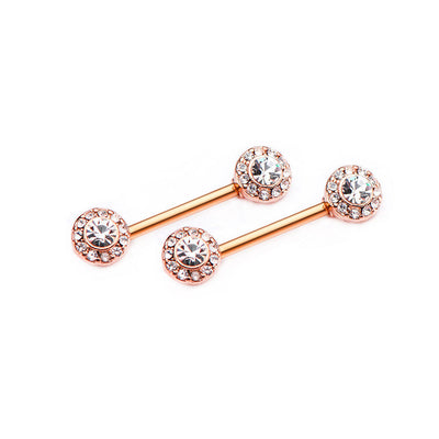 Pair of Nipple Barbells with Forward Facing Outrim Clear CZ