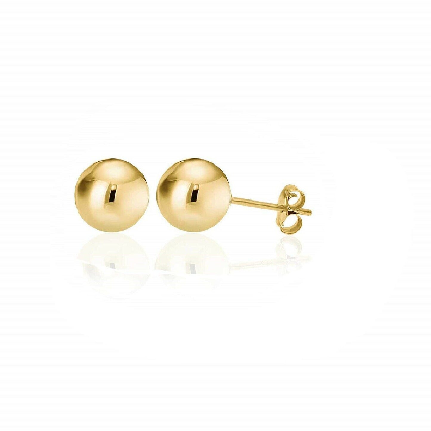 14k Solid Yellow Gold Hollow Ball Stud Earrings- Sold as a Pair 20ga