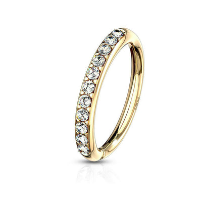 Bendable Hoop Rings For Ear Cartilage, Nose 14 Kt Gold CZ Paved