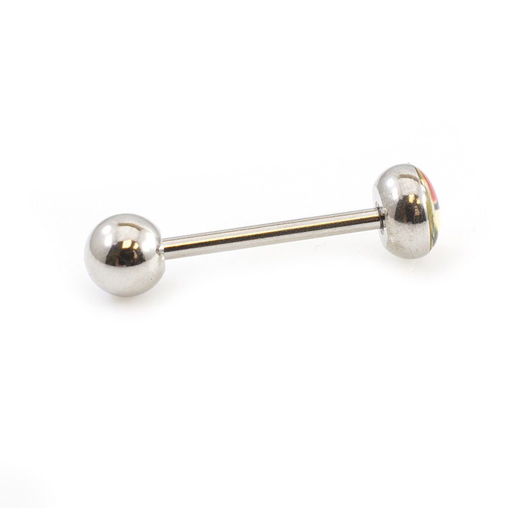Tongue Barbell with Big Cherries Design design 14g