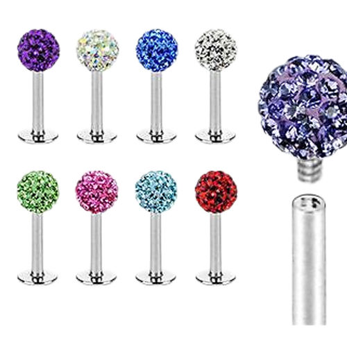 Internally Threaded 16G Labret Monroe Piercing Jewelry - 8 Color Options