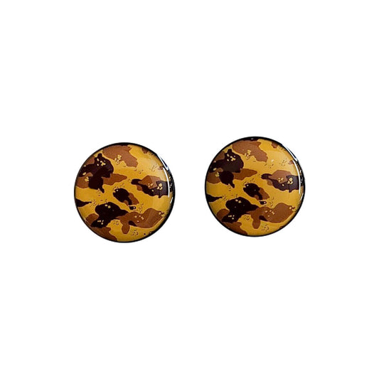 Pair of Brown Camouflage Acrylic Screw Fit Ear Plugs
