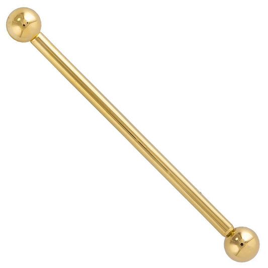1pc Industrial Barbell 14k Solid Gold Scaffold Piercing Jewelry 14G 1 3/8" 35MM