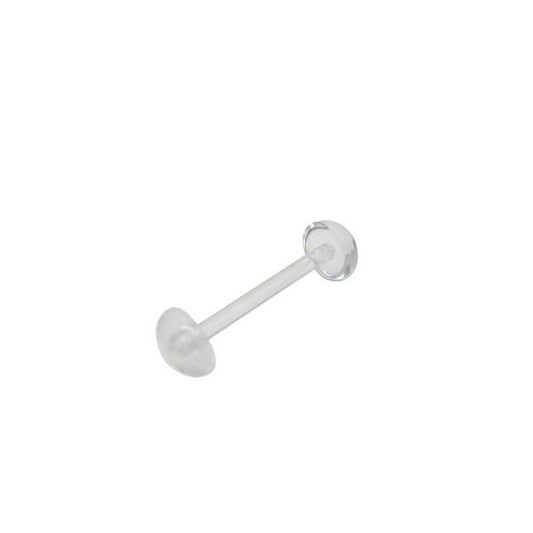 14g Clear Bioflex Tongue Ring Retainer Body Jewelry Piercing with No-ceum Half B