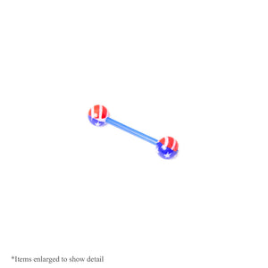 14ga-3/4" Flexible Shaft American Flag Nipple Tongue Straight Barbell