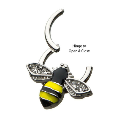 Ear Cartilage & Septum Segment Ring Hinged with Bee Design 16ga Surgical Steel