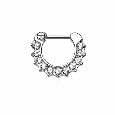 Septum Clicker Nose Ring Piercing Surgical Steel Jewelry 16G Clear CZ Gem Daith