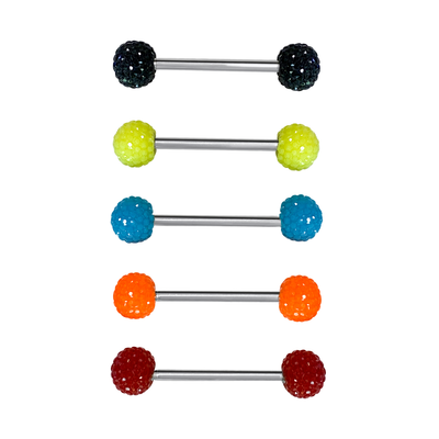 Tongue rings barbells  pack of 5 surgical steel colorful acrylic balls