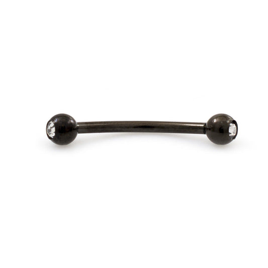 Tongue Barbell Snake Eyes with Cubic Zirconia Stones 16G Anodized Titanuim