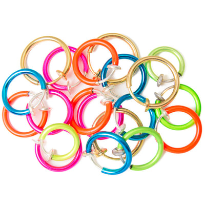 20-pack Non-piercing Fake Hoops Anodized Finish - Lip, Nose, Cartilage & Ear