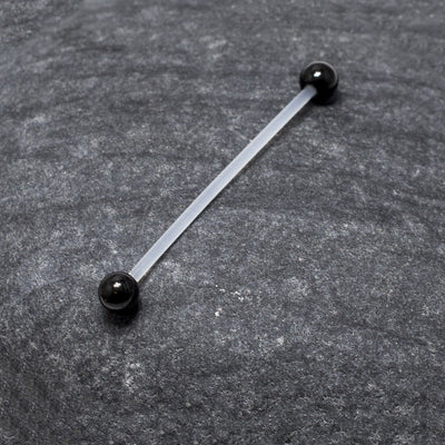 Industrial Barbell Clear Retainer Bioflex Ear Bar Titanium Ball 14G 38mm 1.5"
