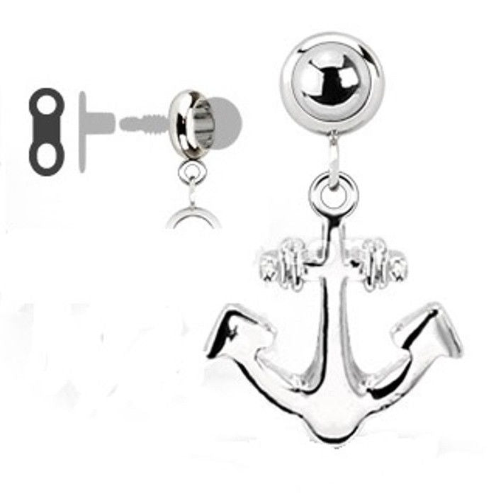 Dangle Anchor Dermal Top Add On 316L Surgical Steel Ball Not Included
