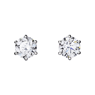 Earrings Magnetic with Prong Set Cubic Zirconia 6mm or 5mm- Sold as a Pair