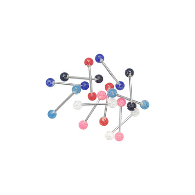 12 Pack Nipple Tongue Rings Acrylic Ball Splatter Design Surgical Steel 14 Gauge