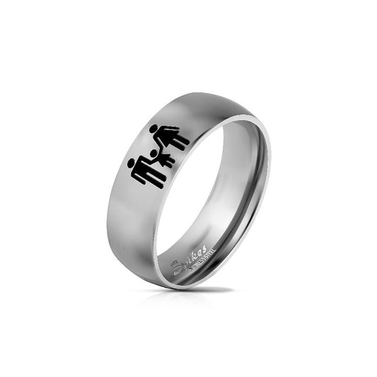 Classic Family Logo Engraved Stainless Steel Ring
