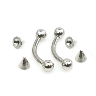 Eyebrow Rings Pack of Two with 4 extra Spike End Beads Two Separate Looks