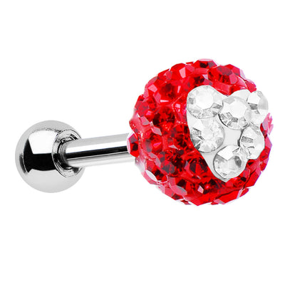 Rook Tragus Cartilage Barbell Earring CZ Ferido Heart - 16ga - 4 Color Options