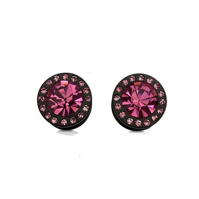 CZ Centered Black Surgical Steel Screw Fit Plugs- Sold as a Pair
