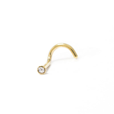 Nose Screw Ring 1pc Gold IP 316L Surgical Steel Stud CZ Gem Jewelry 20G 18G 6MM
