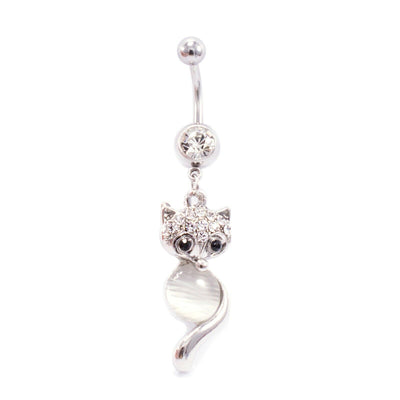 BodyJewelryOnline Cute Fox Design Dangle Belly Button Ring Navel for Women