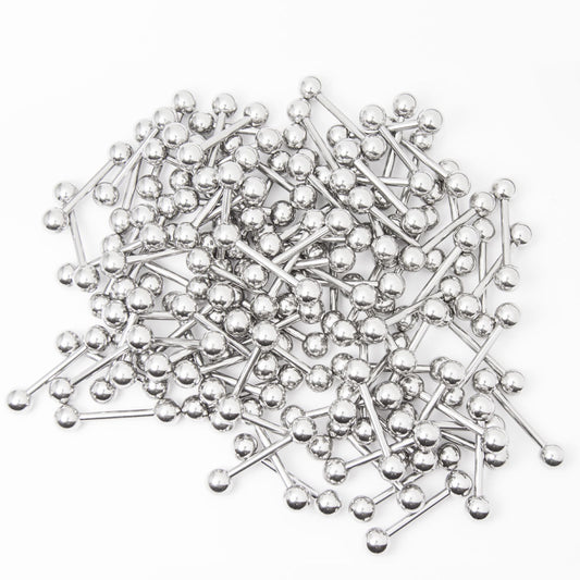 100pk. Straight Piercing Barbells - Perfect for Nipple Piercing 14G 1/2" (13 mm)