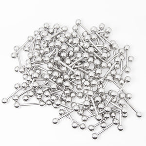 100pk. Straight Piercing Barbells - Perfect for Nipple Piercing 14G 1/2" (13 mm)