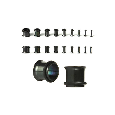 18 Pieces Anodized Titanium Ear Plugs Stretching Kit 14G - 00G (1.6mm-10mm)