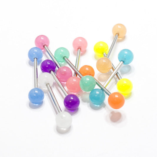 Tongue Rings Bar Barbell 10 Pack Nipple Belly Surgical Steel Body Jewelry