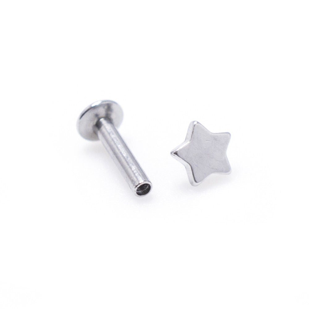 Internally Threaded Surgical Steel Star 16G Labret Monroe - 3 Sizes Available