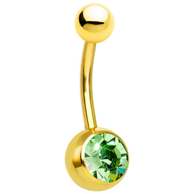 Belly Piercing Rings - Gold-Plated Large CZ Gem 5 Colors Avail- 14ga - Sold Each