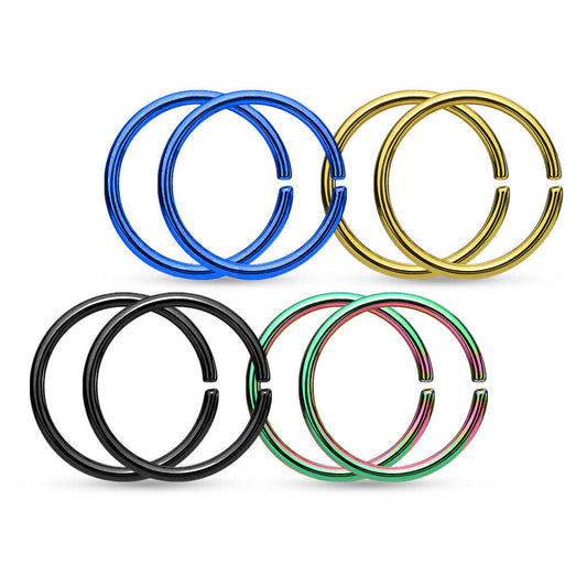 Bendable ring Value Pack 4 Pairs Surgical steel 16G 10mm Cut rings