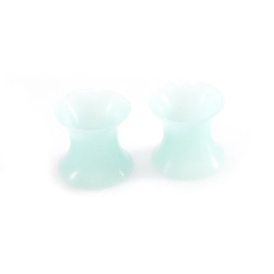 Ear Plugs /Tunnels Sold by Pair made of Aqua Soft Thin Silicone Glow in the dark