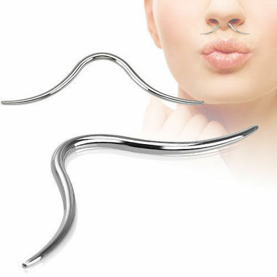 Septum Curved Mustache Ring Piercing Silver 316L Surgical Steel 16G 14G