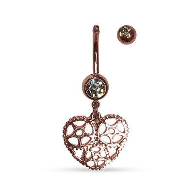 Belly button ring naval piercing rose gold ion plated standard 14g