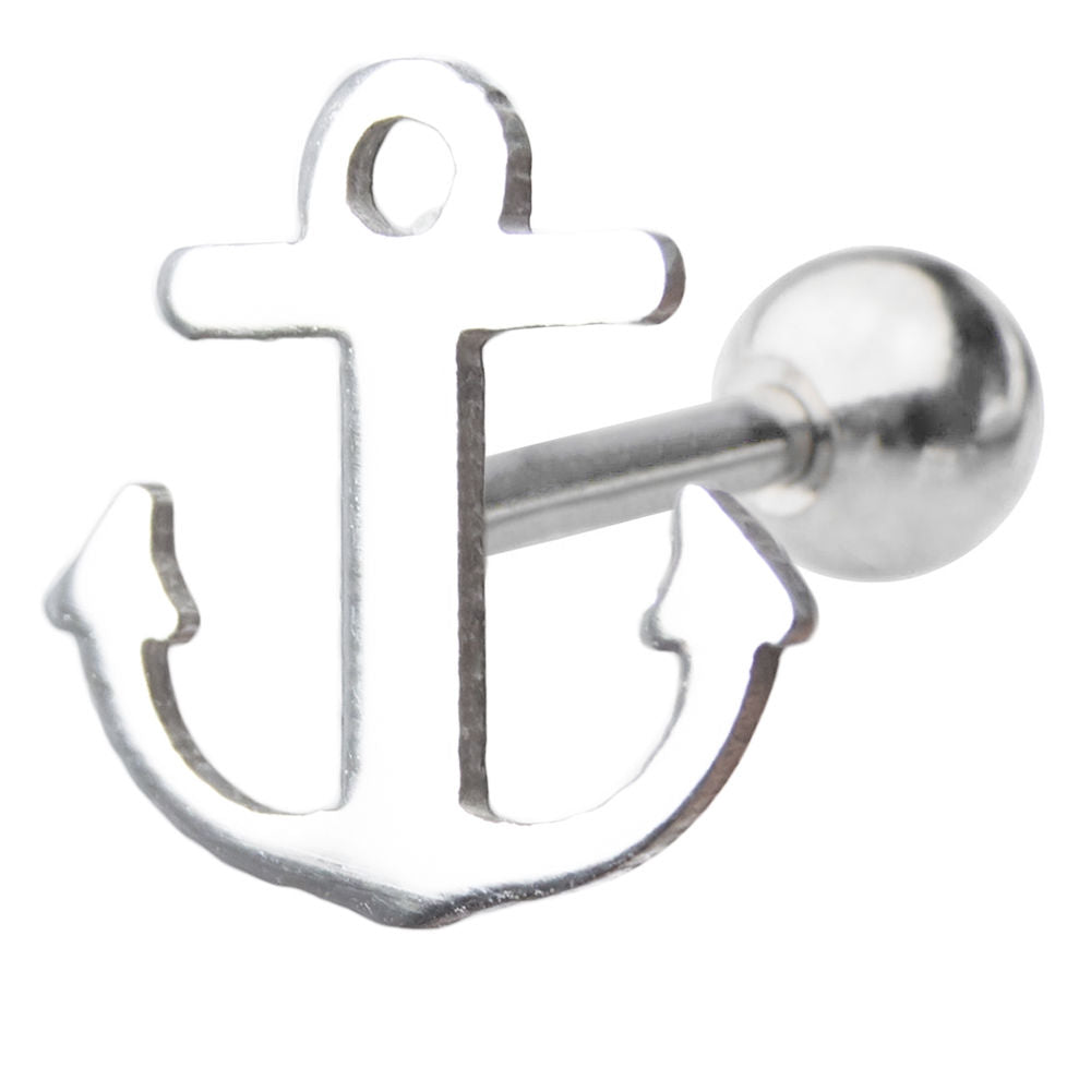 Rook Tragus Piercing - 16G Sea Anchor Design Cartilage Piercing Barbell 316L