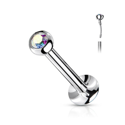 Labret Studs Internally Threaded Implant Grade Titanium with jewels Balls 16G