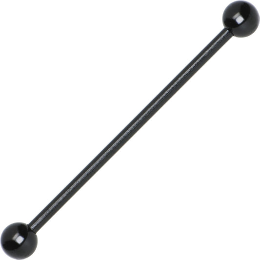 Black Anodized Titanium 14G Industrial Piercing Barbell 316L Surgical Steel
